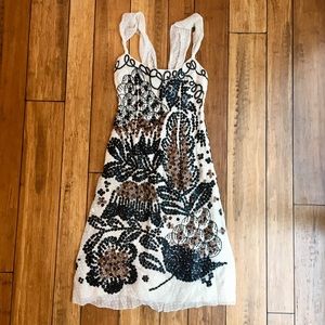 Carolina Herrera cream sequin embroidered dress